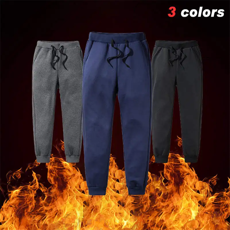 Mens Thick Fleece Thermal Trousers Outdoor Winter Warm Casual Pants Joggers