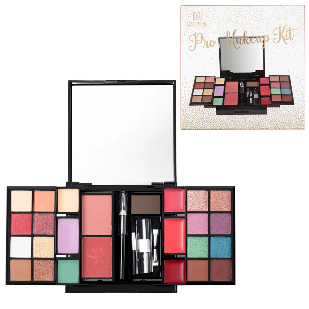 Portable Professional Cosmetics Full Set For Lips Cheeks And Eyes Y2k Black Holiday Gift Creamy&Powder Facial Makeup Palette Kit