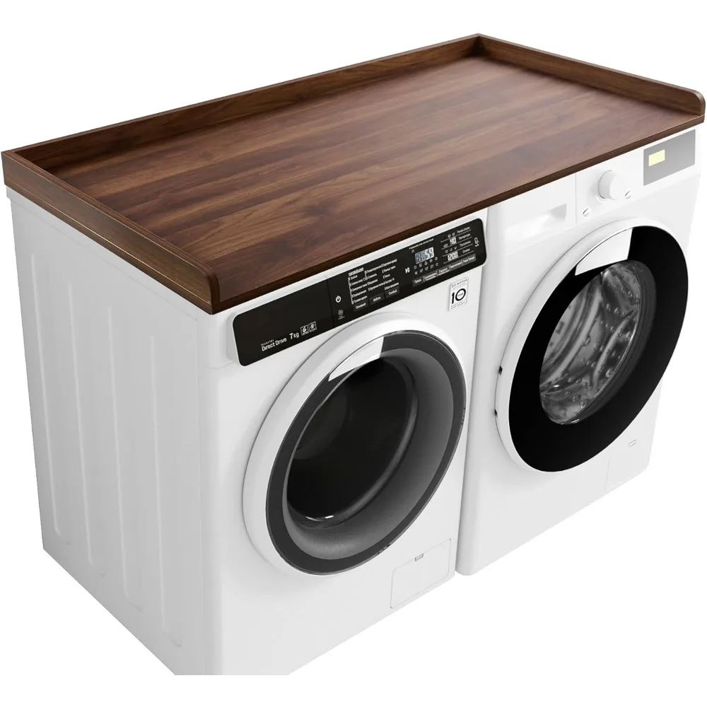 

Washer Dryer Countertop, Melamine Countertop with Edge Rails - 27.5" Depth x 54" Width Laundry Room Organization, Dark Walnut