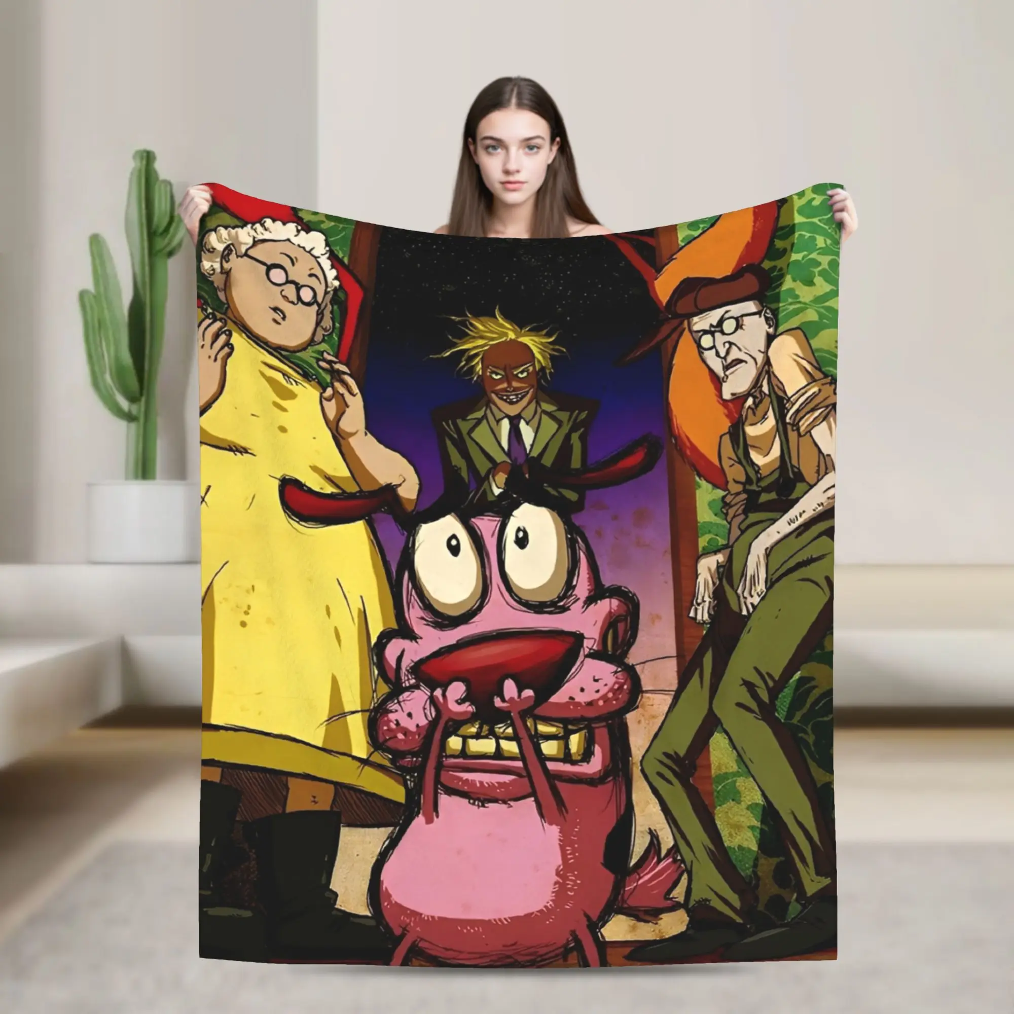 Courage Cowardlys Dog Blanket Quality Super Soft  Throw Blanket Winter Decorative Living Room Aesthetic Bedspread