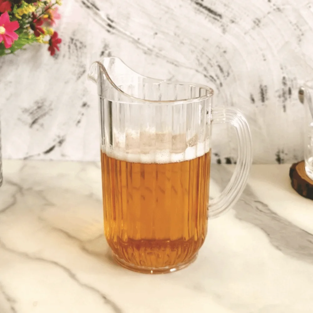 PC Striped Drink Pitcher Transparent Drop Resistant Juice Jug Heat Resistant Large Capacity Cold Water Kettle Living Room
