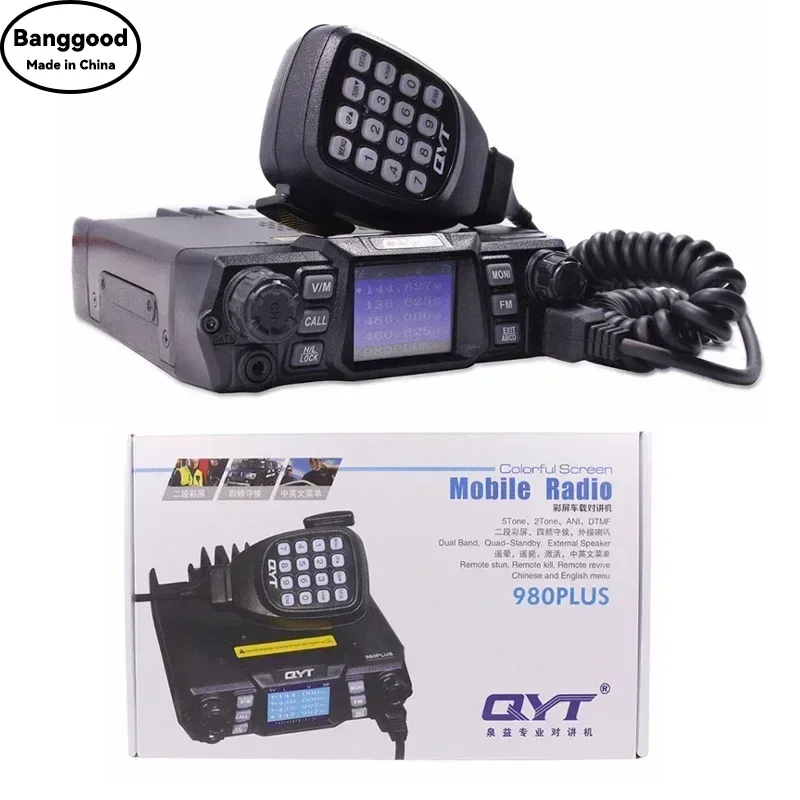 

Мобильная радиостанция QYT KT-980plus 980 Plus, высокая мощность 75 Вт, дальность 50 км, двухдиапазонная (UHF/VHF), автомобильная радиостанция для радиолюбителей, трансивер, обновленная версия UV980