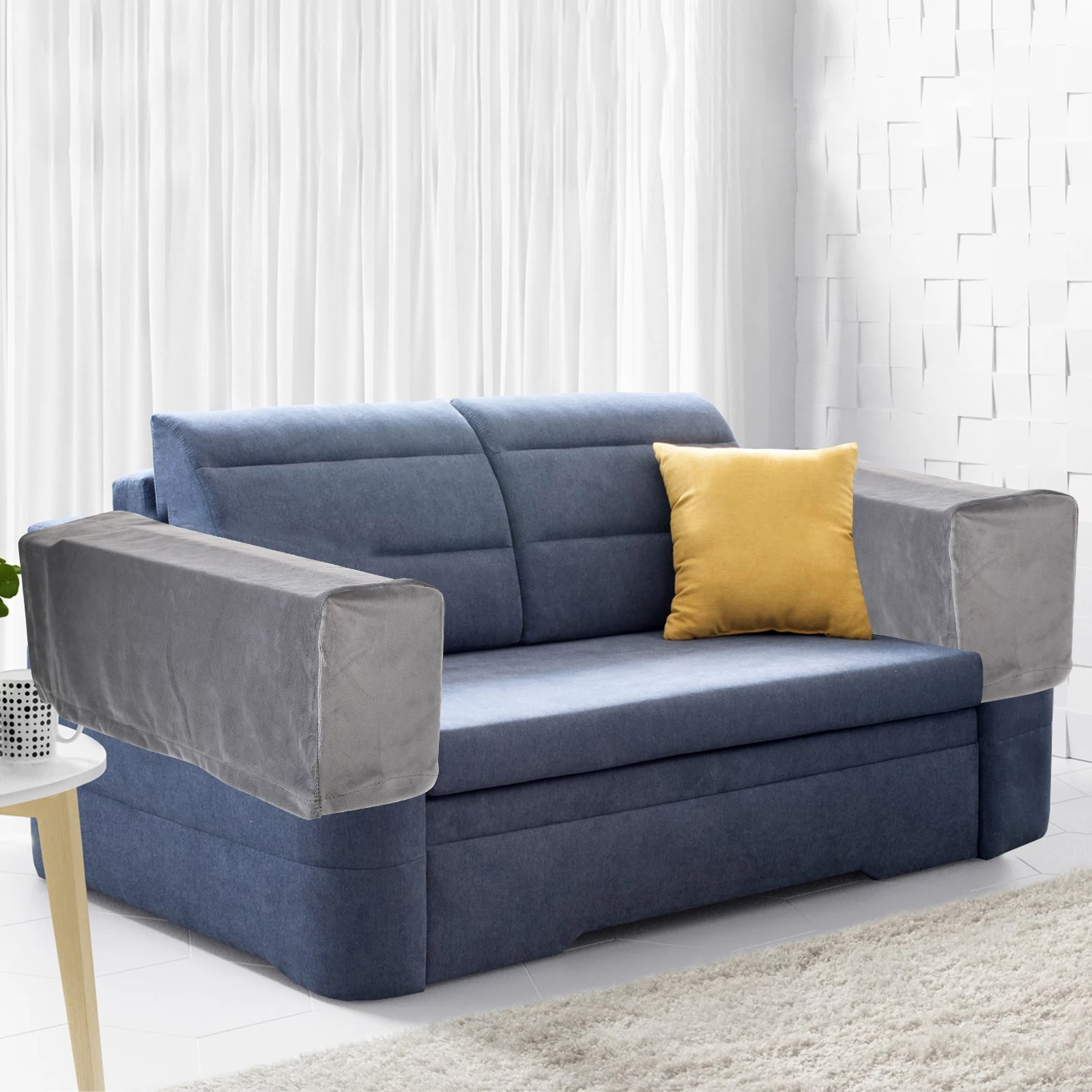 

2pcs Sofa Covers Grey Elastic Universal Couch Protector Skin-Friendly For Home Office Slipcovers Chaise Longue Sofa