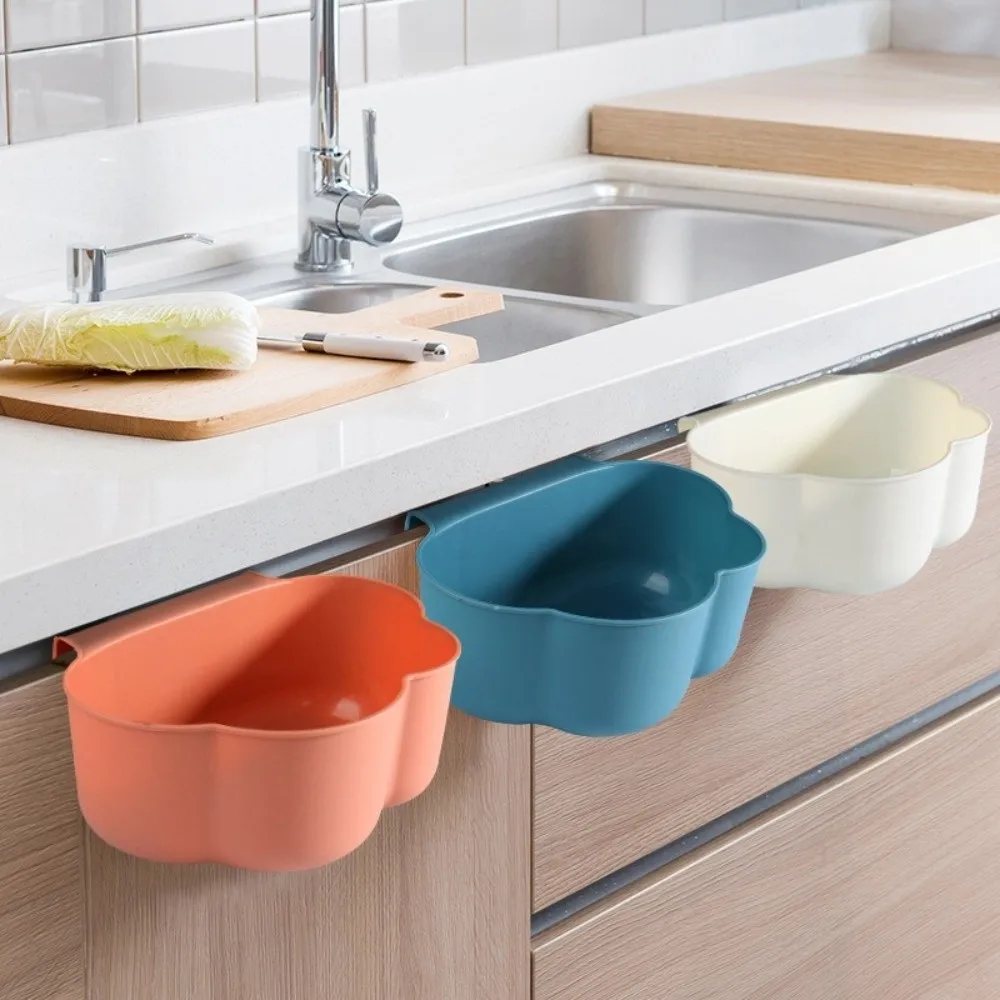 Cloud Shape Kitchen Hanging Trash Can Large Capacity Plastic Cabinet Door Trash Can Space Saving Garbage Basin Bathroom