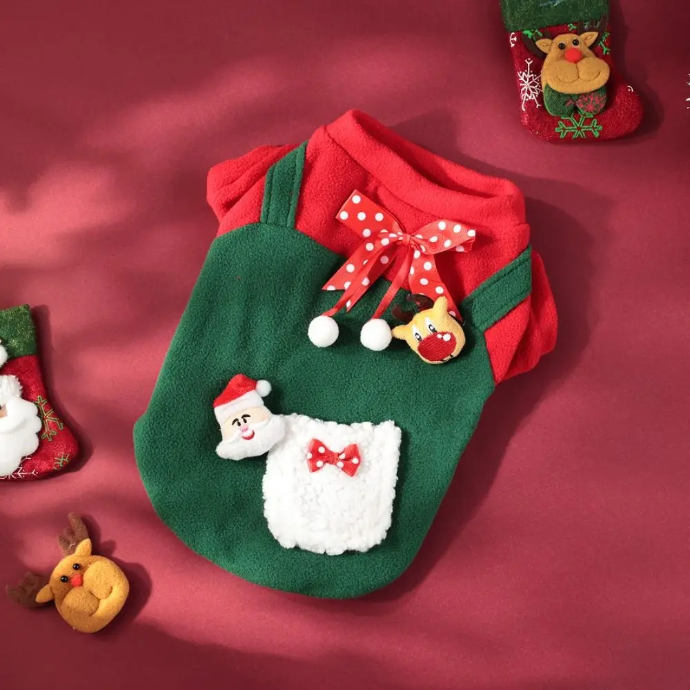 Cartoon Puppy Kitten Christmas Clothing Than Bear Santa Claus Winter Dog Sweaters Thicker with Fleece Pet Pullover Dogs