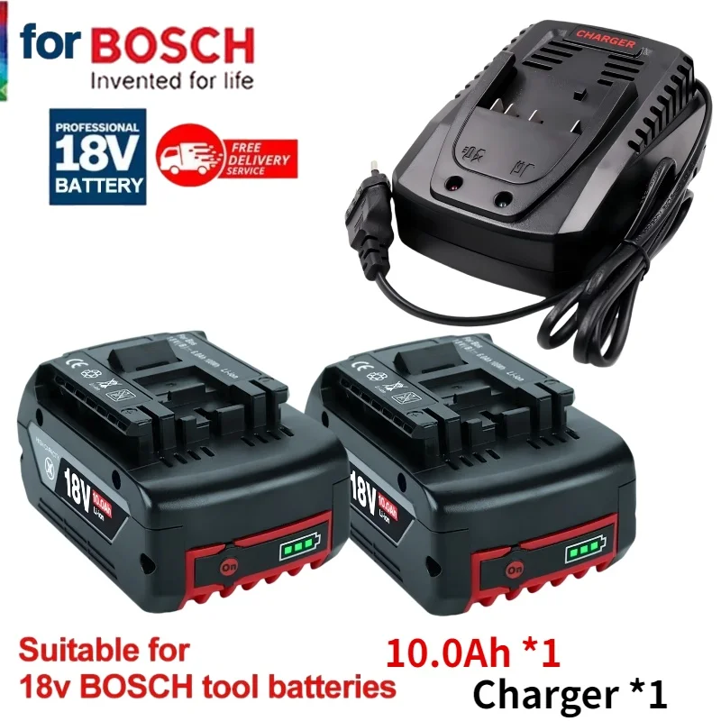 

NEW 100% original 18V 10000mAh lithium-ion battery for Bosch BAT609, BAT609gBAT618✅BAT618GBAT614, Bosch Drill+Charger