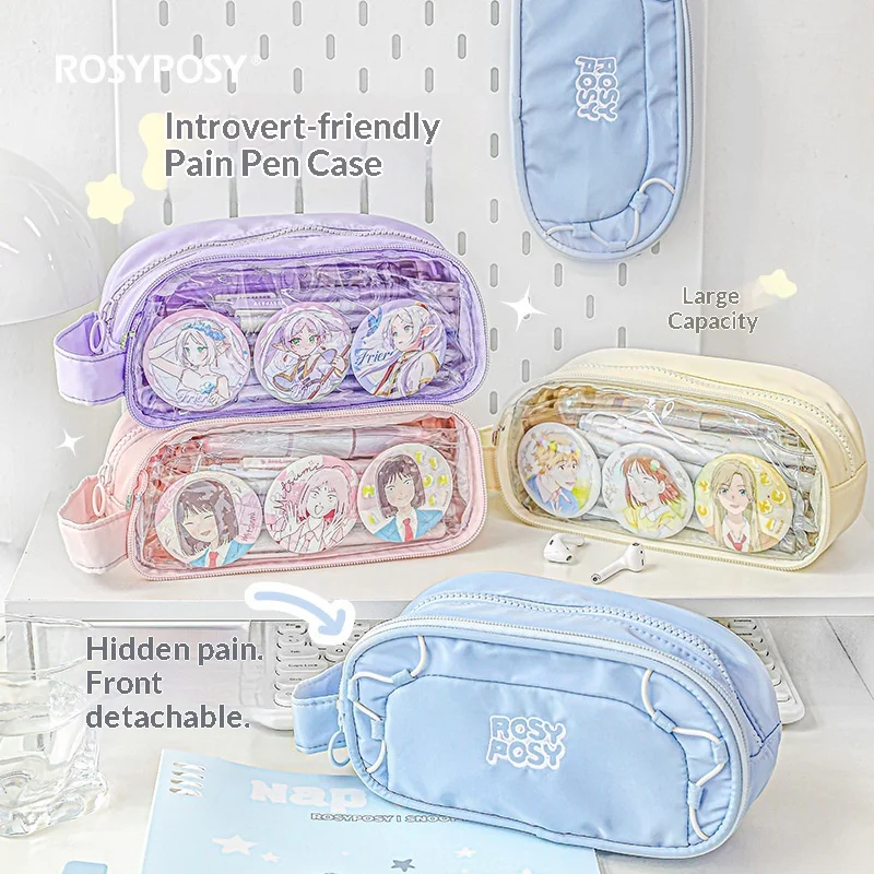 

Пенал RosyPosy Ita с отстегивающимся прозрачным окном, вместительный нейлоновый чехол для демонстрации аниме-значков, студенческая сумка для канцелярских принадлежностей