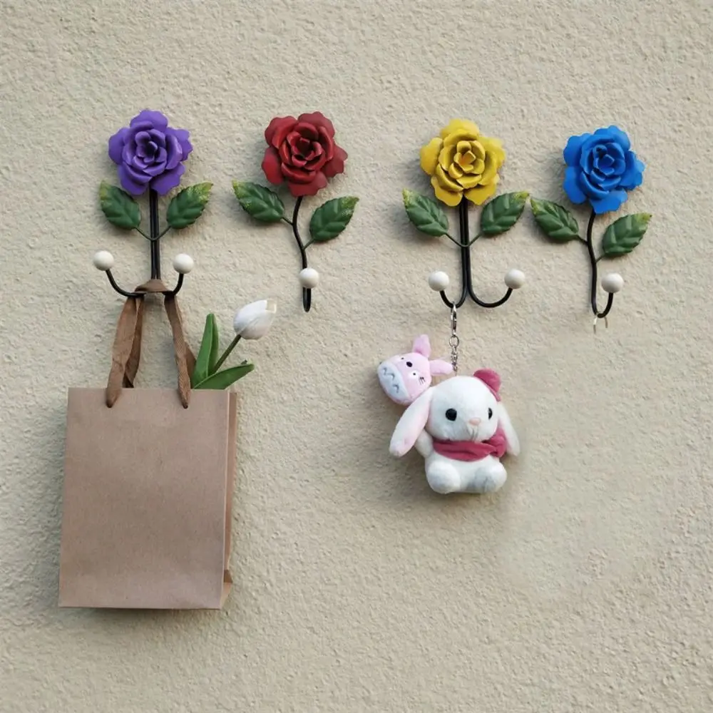 

Creative Metal Rose Key Hook Single Hook Double Hook Over Door Hanger Hanging Storage Rack Key Organization