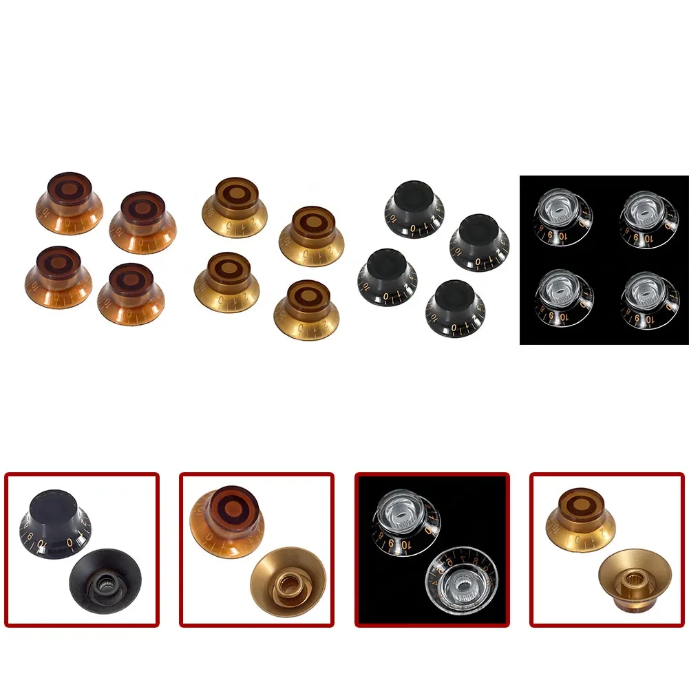 4pcs Guitar Knobs Top Hat Speed Control Hand Volume Tone Control Knob With 6mm Diameter Pots For Electric Guitar Accessories