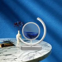 Hourglass Table Lamp Art 3D Flowing Sand Painting Night Lamp Holder Circular Glass Bedroom Decoration Atmosphere Bedside Lamp