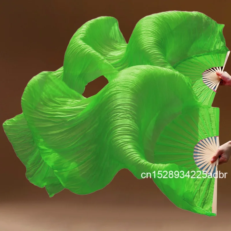 Mulheres dança do ventre seda bambu longo fã véus adereços dança do ventre adoração louvor pastel bandeira verde streamer adultos 180cm outono