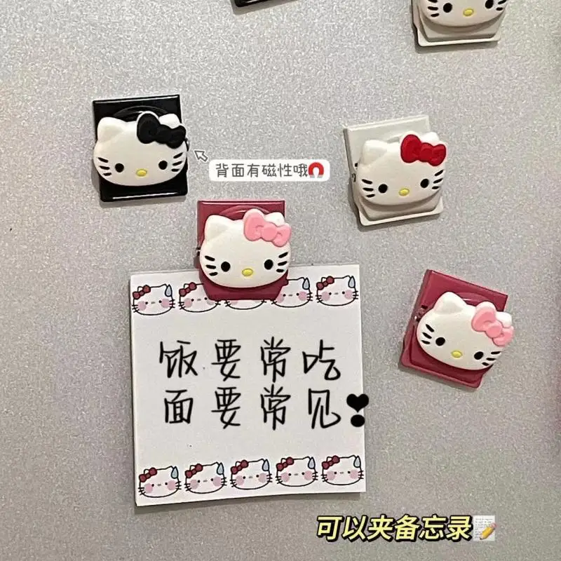 Sanrio hello kitty braçadeira de metal magnética ímãs de geladeira alto nível de aparência clipe de vedação decoração dos desenhos animados ornamentos presentes