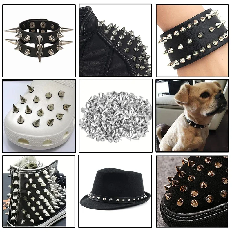 DIY Cone Studs and Spikes Punk Metal Sliver Gold Double Cap Screwback Rivets Round Nail DIY Clothes Shoes Bag Collar Accessories