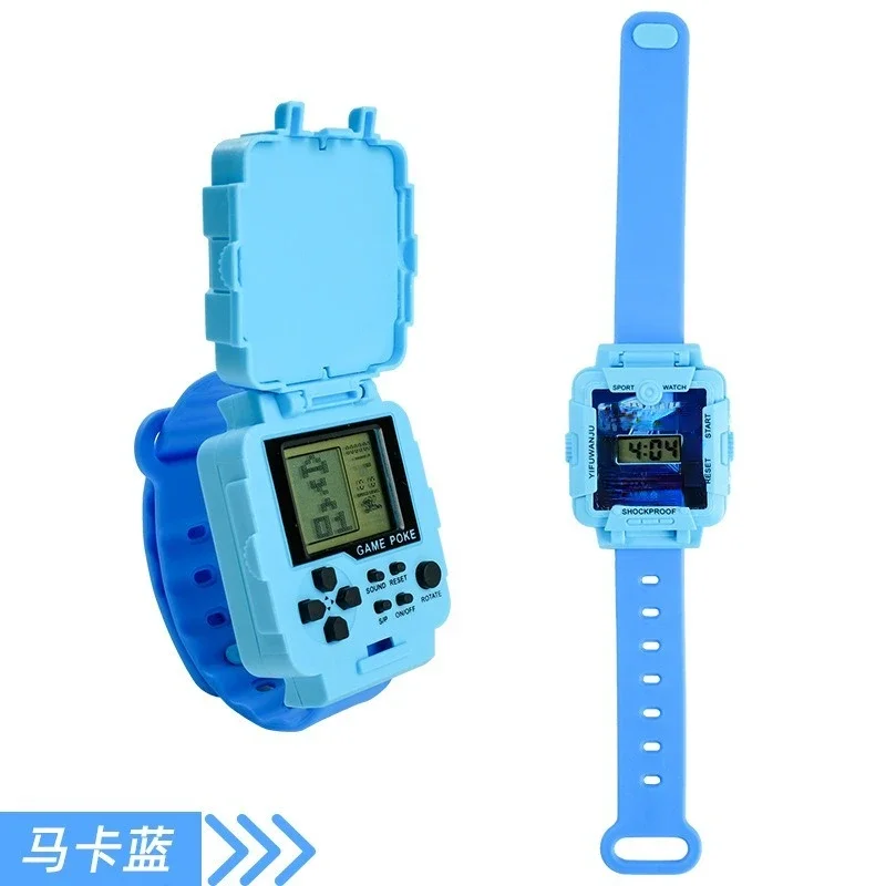 Jam Tangan Puzzle Anak-anak Jam Tangan Mainan Klasik Konsol Game Kartun Genggam Jam Tangan Elektronik Retro Jam Tangan Anak-anak Hadiah Natal untuk Anak Laki-laki Perempuan