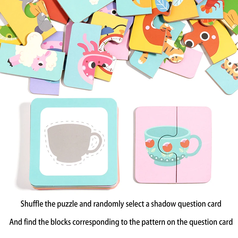 เกมกระดานจับคู่รูปทรงมอนเตสซอรี่ ของเล่นไม้ ค้นหาภาพที่เหมือนกัน รูปสัตว์ ผลไม้ บล็อกปริศนา ของเล่นเสริมพัฒนาการสำหรับเด็ก