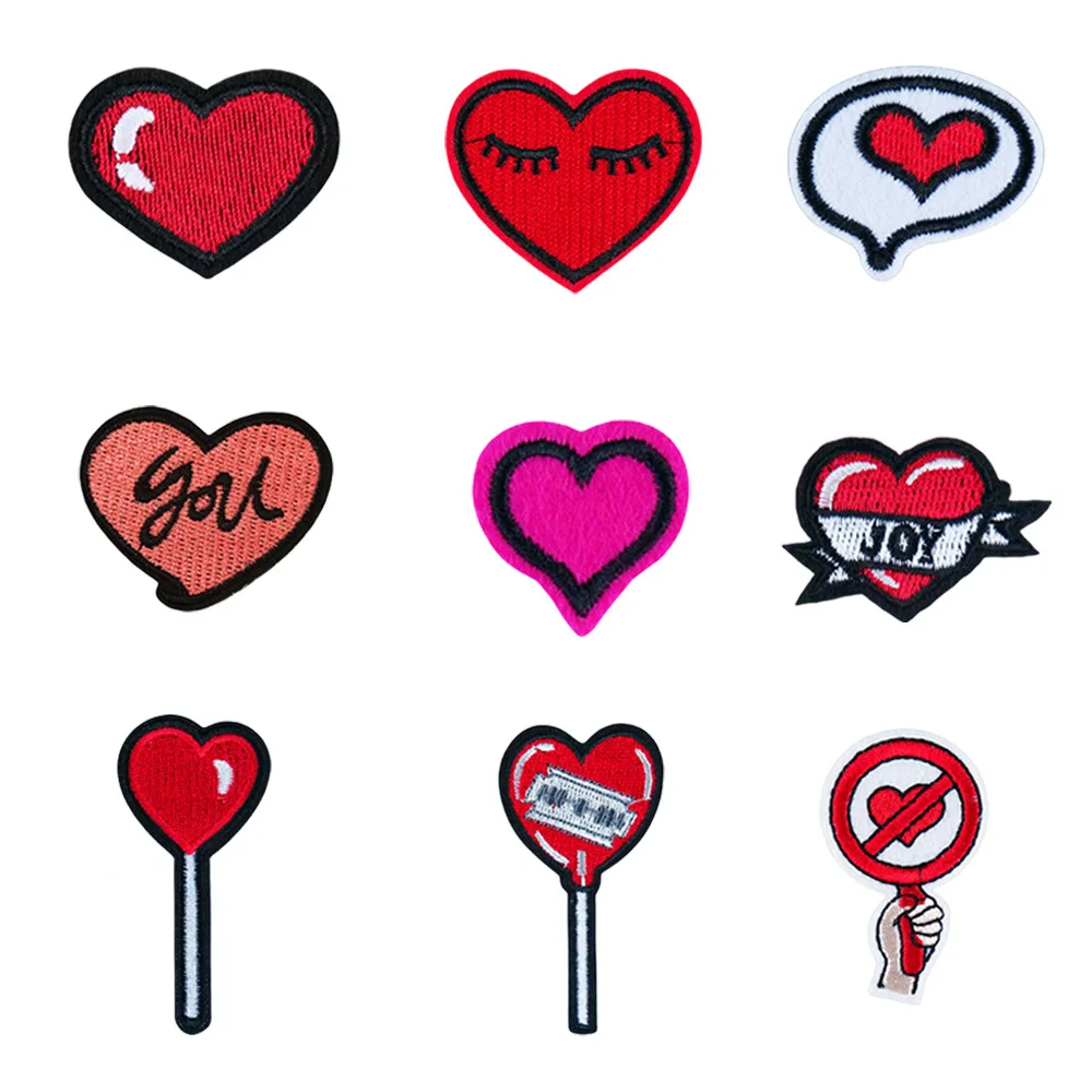 

Cotton Heart Embroidery Patch DIY T-shirt Backpack Hat Repair Iron on Patches Accessories Applique Sticker Sewing Decor Repair