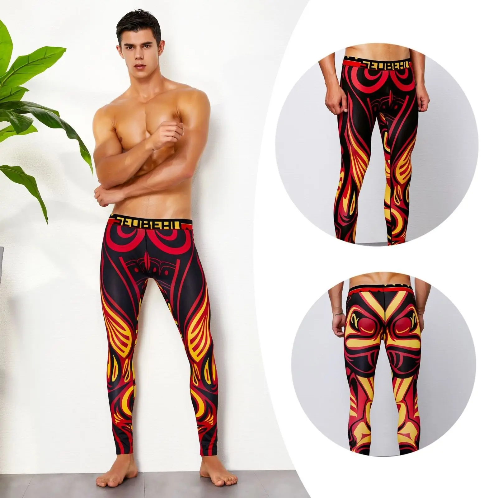 Autumn Winter Leggings for Men Comfort Thermal Underwear Slim-Fit Base Layer Pants for Daily Casual Wear Warm Long Johns