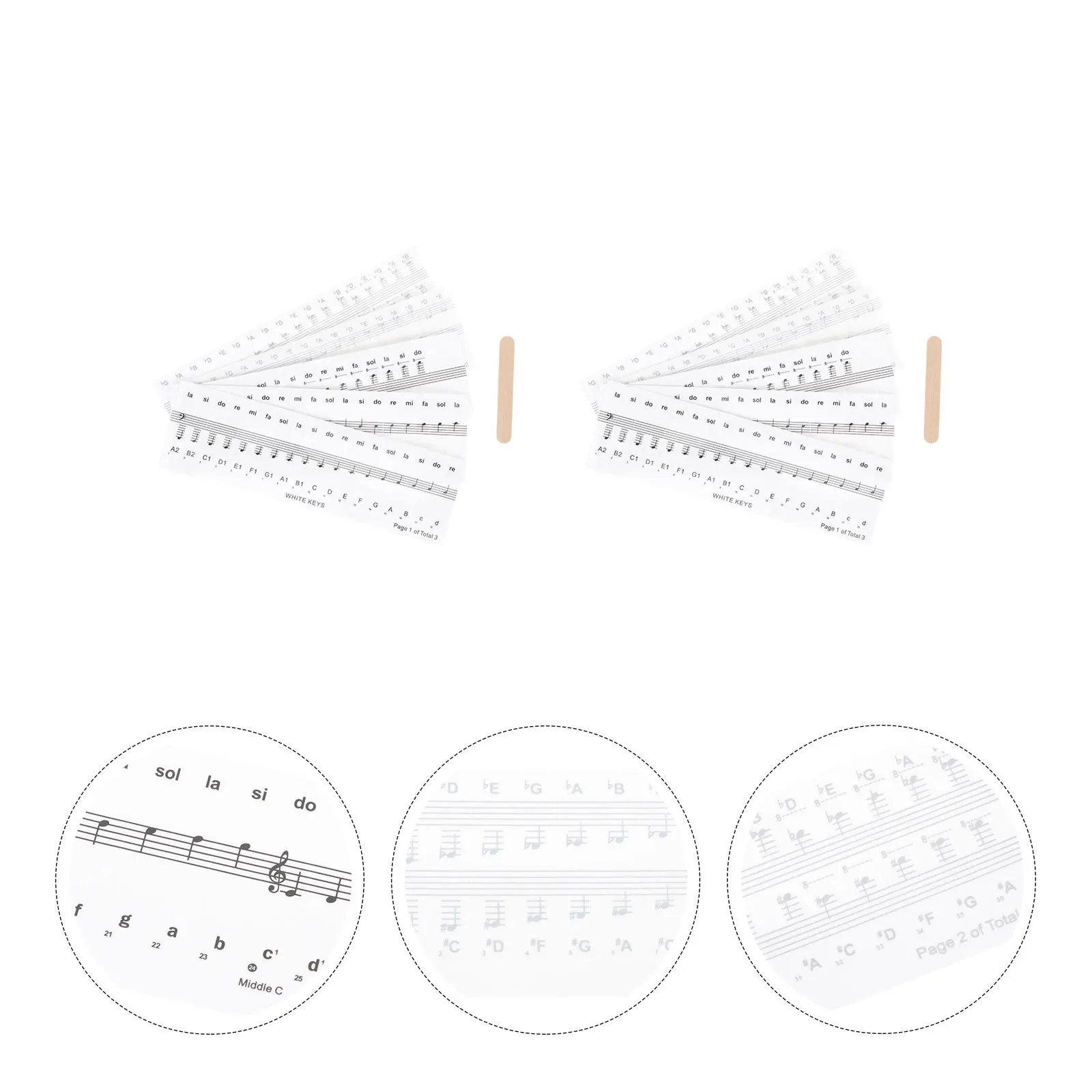 

2Sets Piano Keyboard Decals Durable Waterproof Introductory Stickers Practical Beginner Learning Labels for Piano