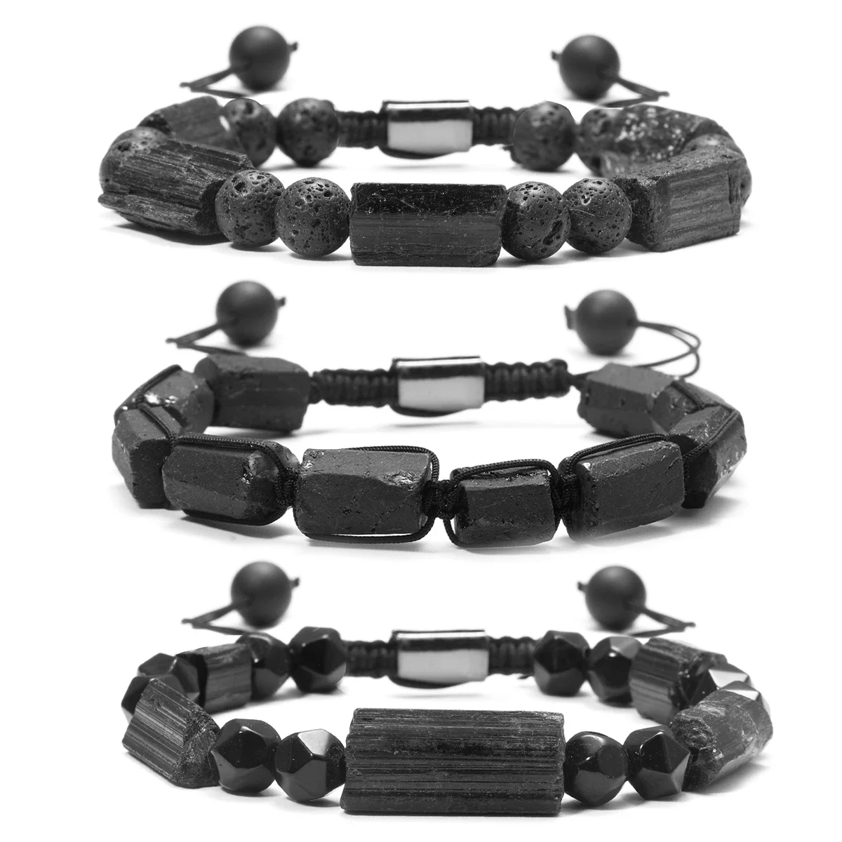 Black Tourmaline Natural Stone Men\'s Bracelet Energy Stone Fitness Yoga Bracelet turmalin czarny