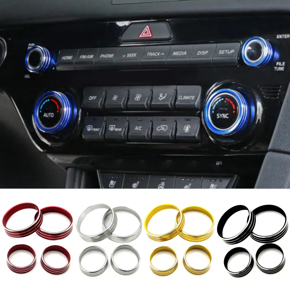 Car AC Control Adjust Trim Cover Air Condition Volume Radio Switch Knob Ring Trim Sticker For KIA Sportage QL 2017