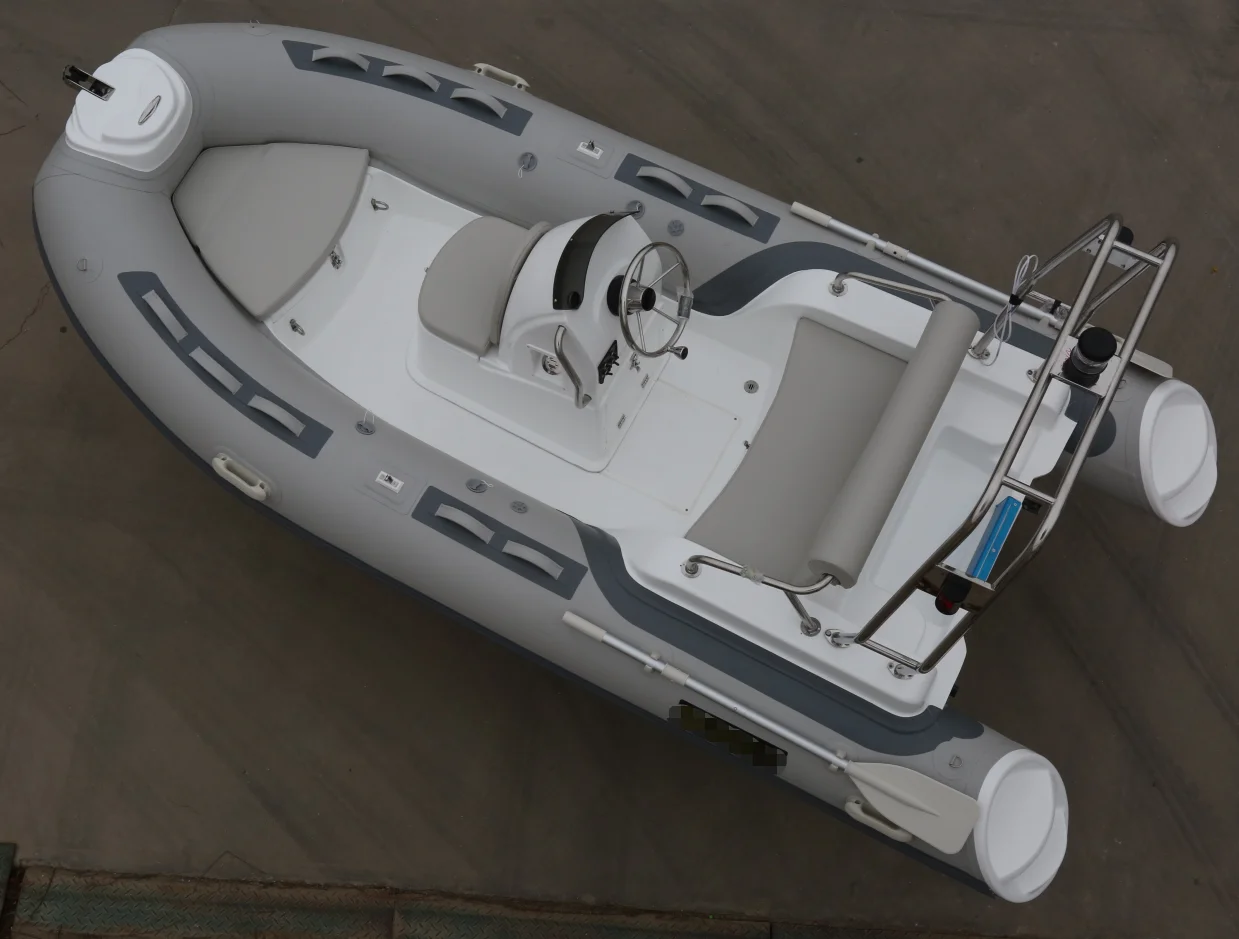 CE 3,9 m Luxus Rippen Boot Starre Fiberglas Rumpf PVC Aufblasbare Power Option Driften Angeln Rudern See Nutzung Motor Combo