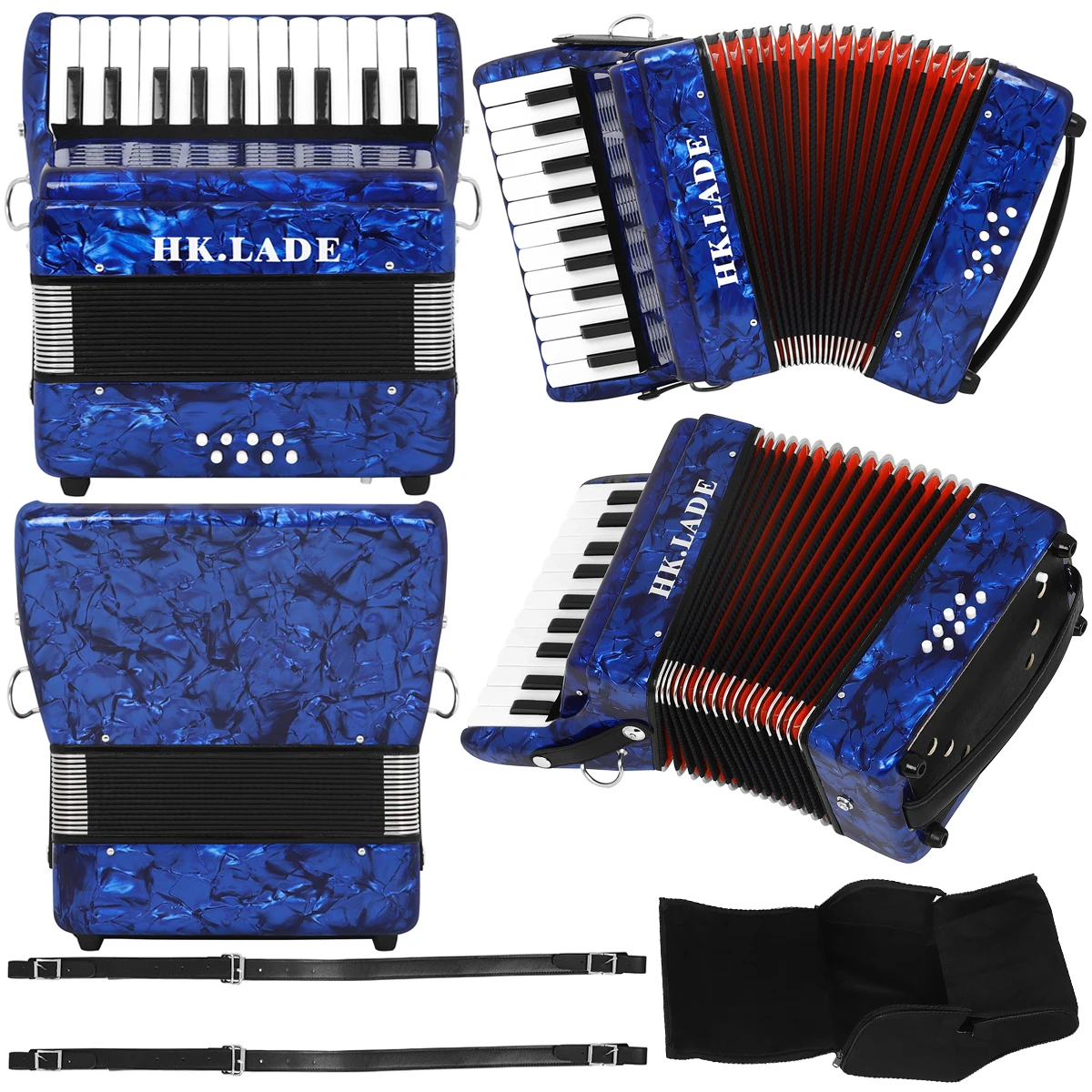 

HK · LADE AH-20 Blue 22 Key 8 Bass Key Button Accordion Professional Bayan Accordion for Performance Keyboard Instrument