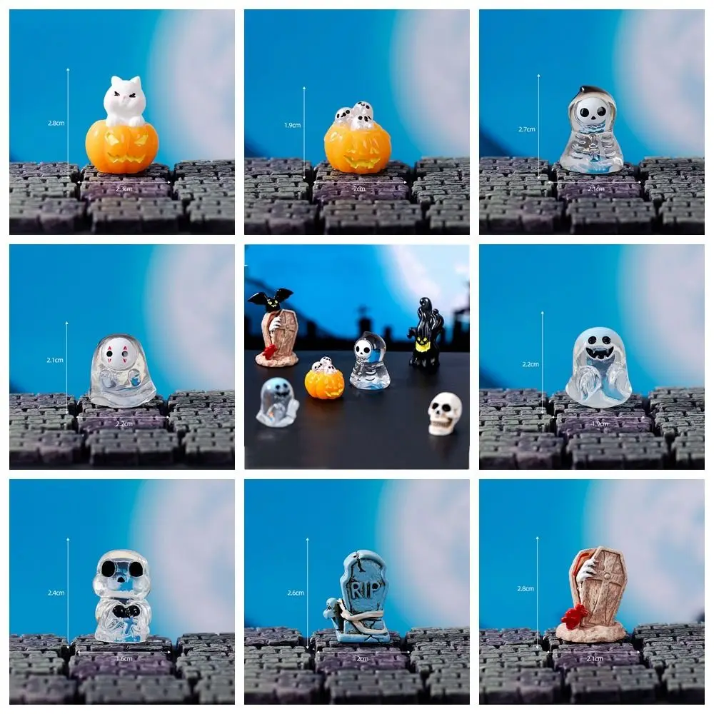 Micro Landscap Halloween Crystal Ball Resin Easy to Carry Resin Faceless Ghost Mini Pumpkin Resin Ornaments Halloween