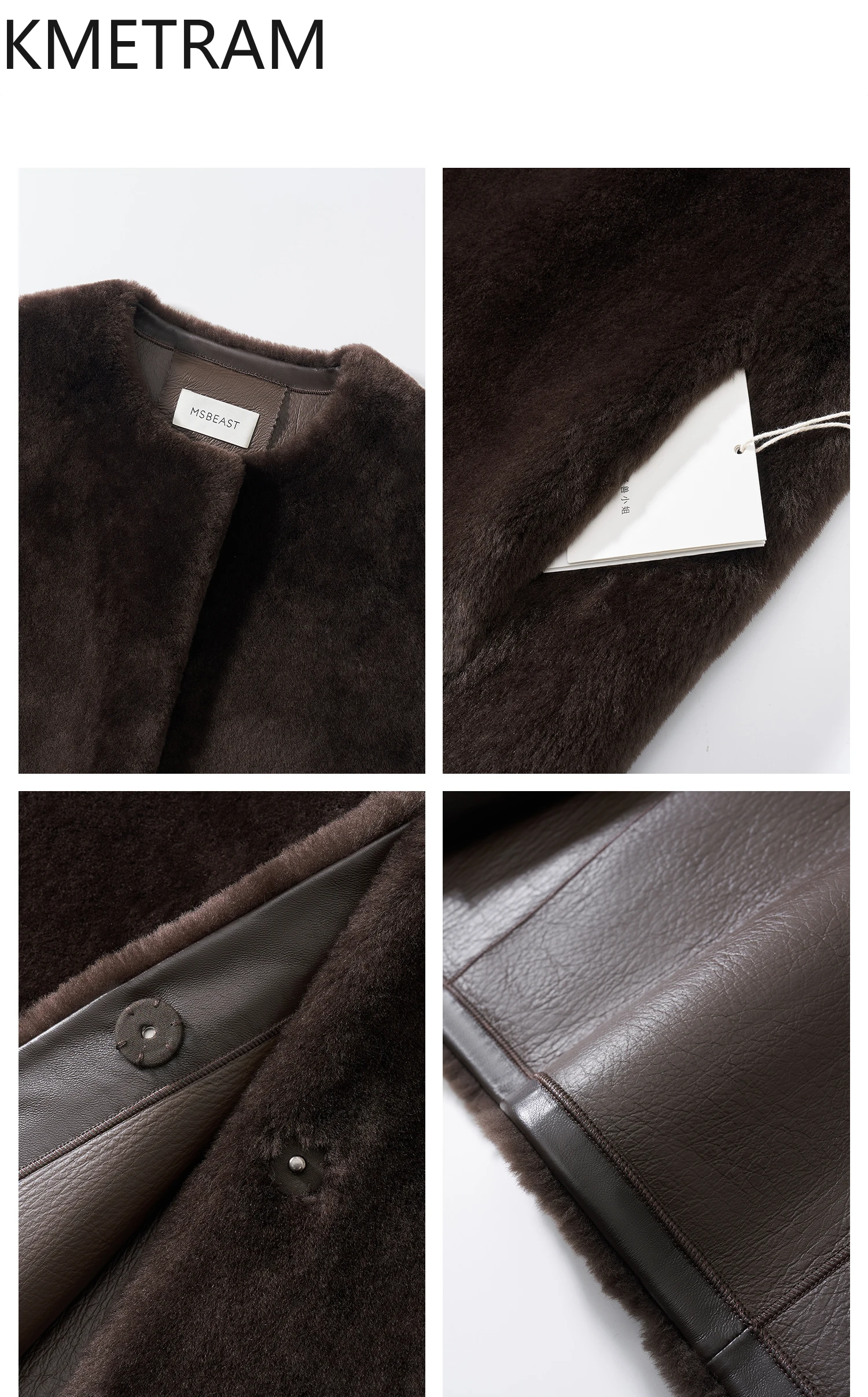 Damski płaszcz z prawdziwej wełny owczej Merino, dwustronny futro, styl vintage, kolor kawowy, kurtka zimowa, odzież damska 2025 шуба