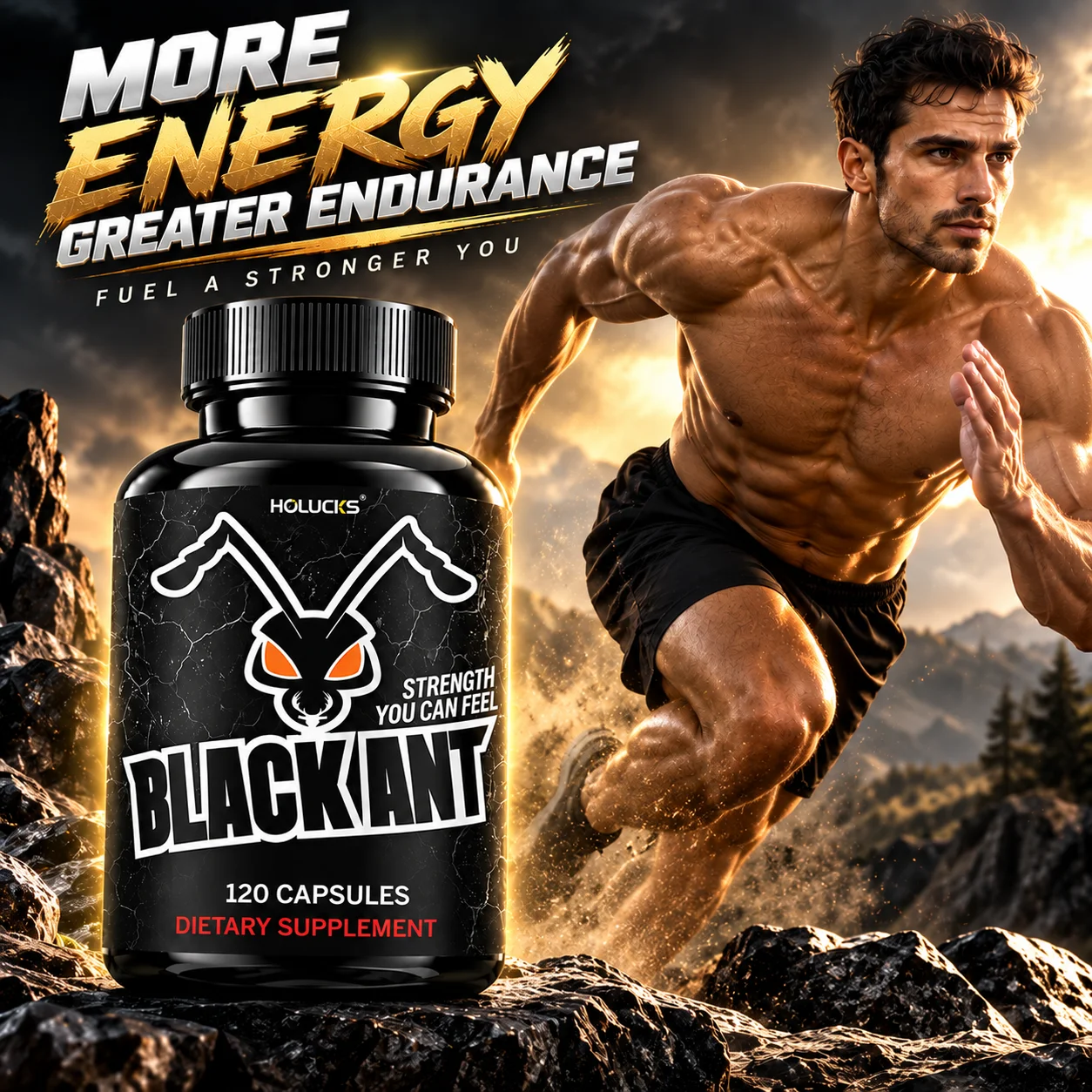 Black Ant Capsules, Supports Joint Health & Flexibility, Eases Joint Stiffness & Aches, Daily Energy & Stamina, Mobility for Men