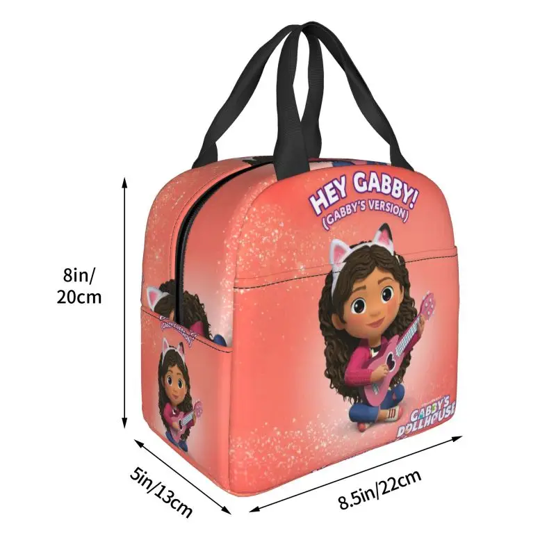 Custom Gabbys Dollhouse Lunch Bag Mulheres Gabby Mercat Refrigerador Lancheira Isolada Térmica para Crianças Escola