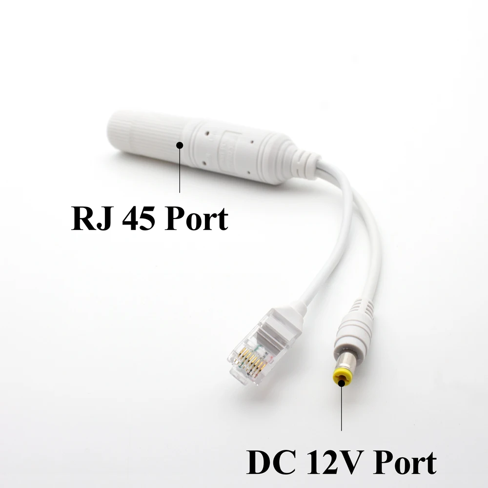 Wgwk ieee 802.3af 48v wasserdicht neuer verbesserter poe splitter ausgang 12v poe ethernet adapter kabel strom für überwachung ip kamera