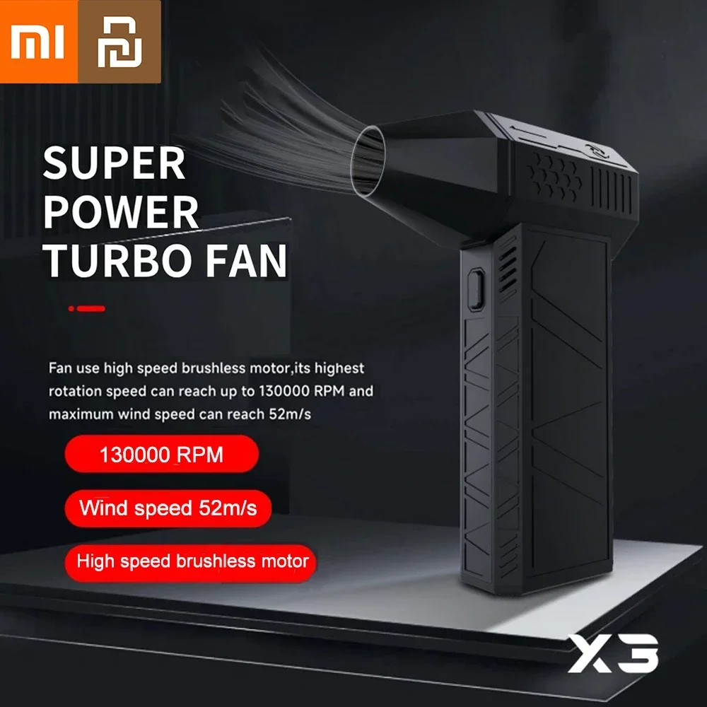 

Xiaomi Mijia X3 X6 жесткий вентилятор мини турбореактивный вентилятор Ручной Бесщеточный двигатель 130000 об/мин скорость ветра 52 м/с многофункциональный вентилятор