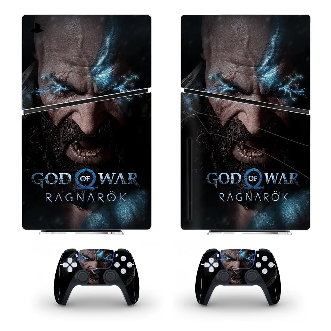 إله الحرب PS5 سليم القرص الجلد ملصق ، غطاء لصائق لوحدة التحكم و 2 وحدات تحكم ، الفينيل ، جديد