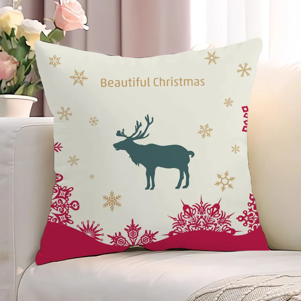 Christmas Elk Home and Decoration Ornamental Pillow Covers Decorative Luxury Cushion Covers Living Room Room Decorating Items