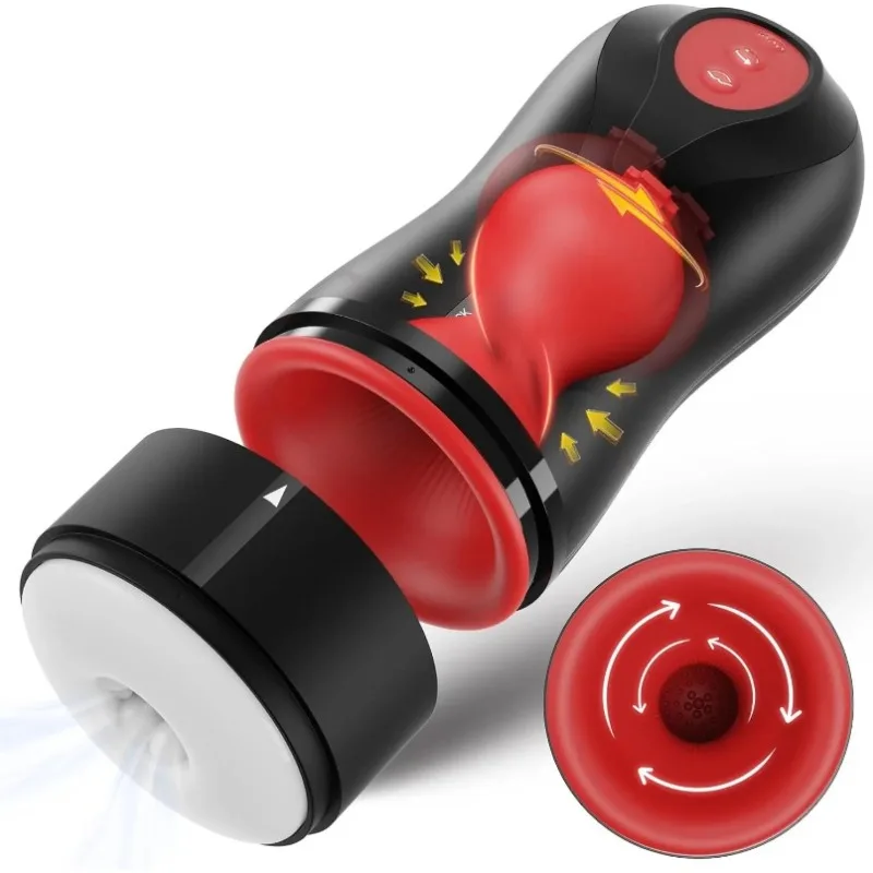 Multi-Functional Male Sex Machine  Vibrating Penis Glans Massager with Swirling & Tight Modes, Orgasm Booster for Men