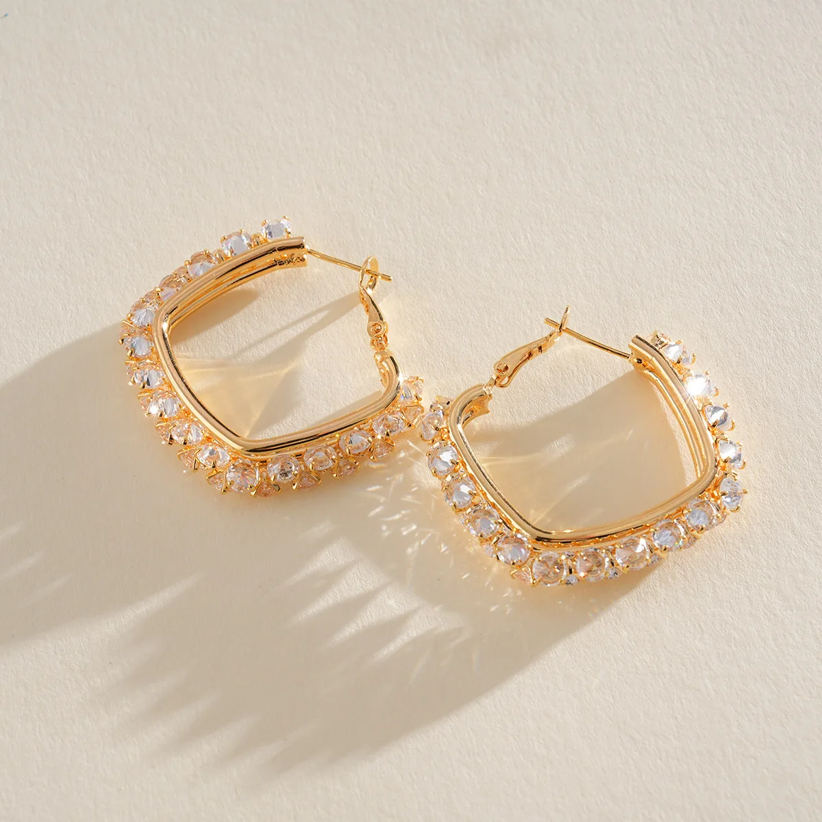 

18K real gold plating zircon geometric stud earrings for women light luxury high-end earrings fashion personalized earrings jewe