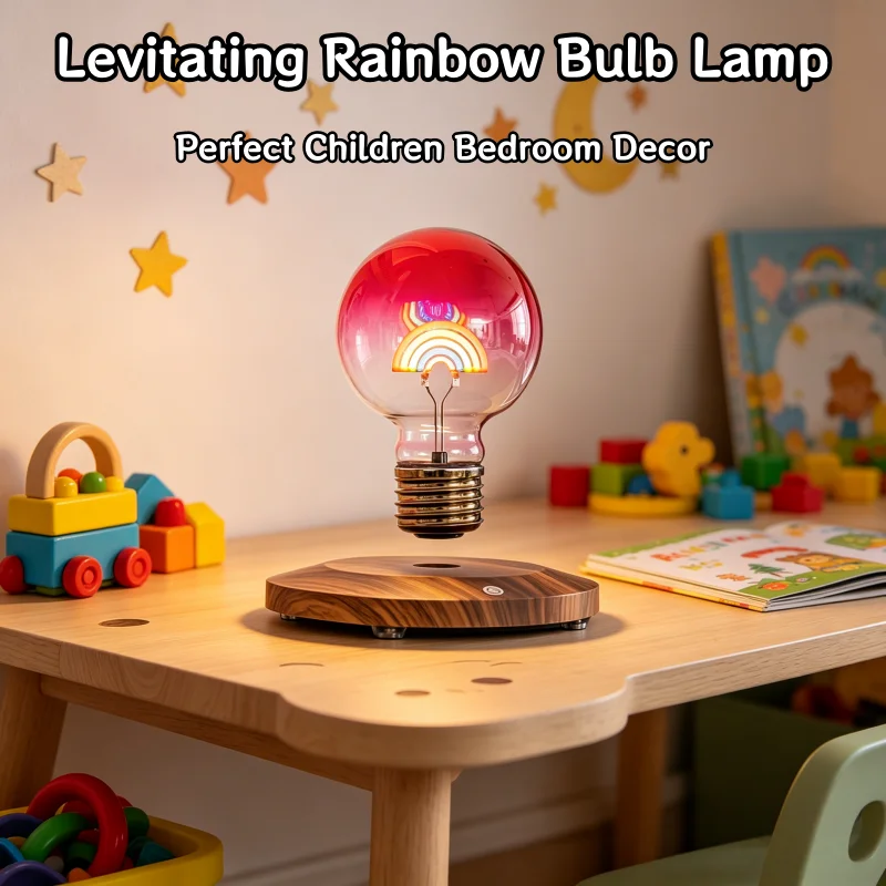 Factory Wholesale Levitation Floating Rainbow Light Bulb Creative Kids Room Decor Night Light Birthday Gift