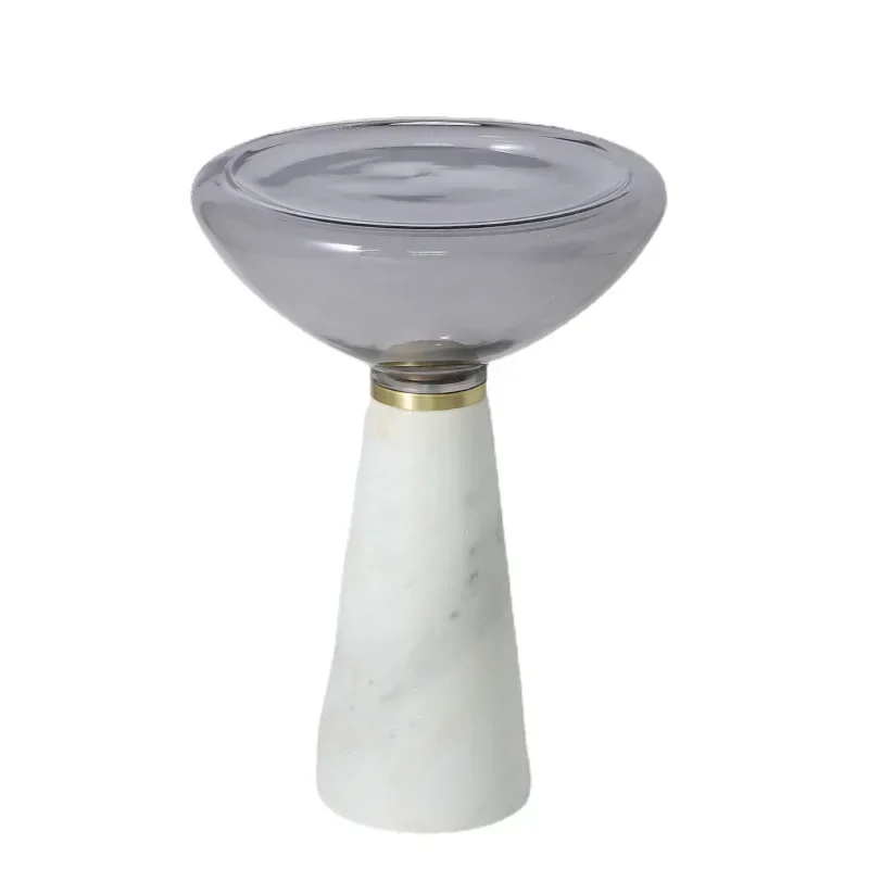 Nordic light luxury creative mushroom cloud glass coffee table marble bell living room