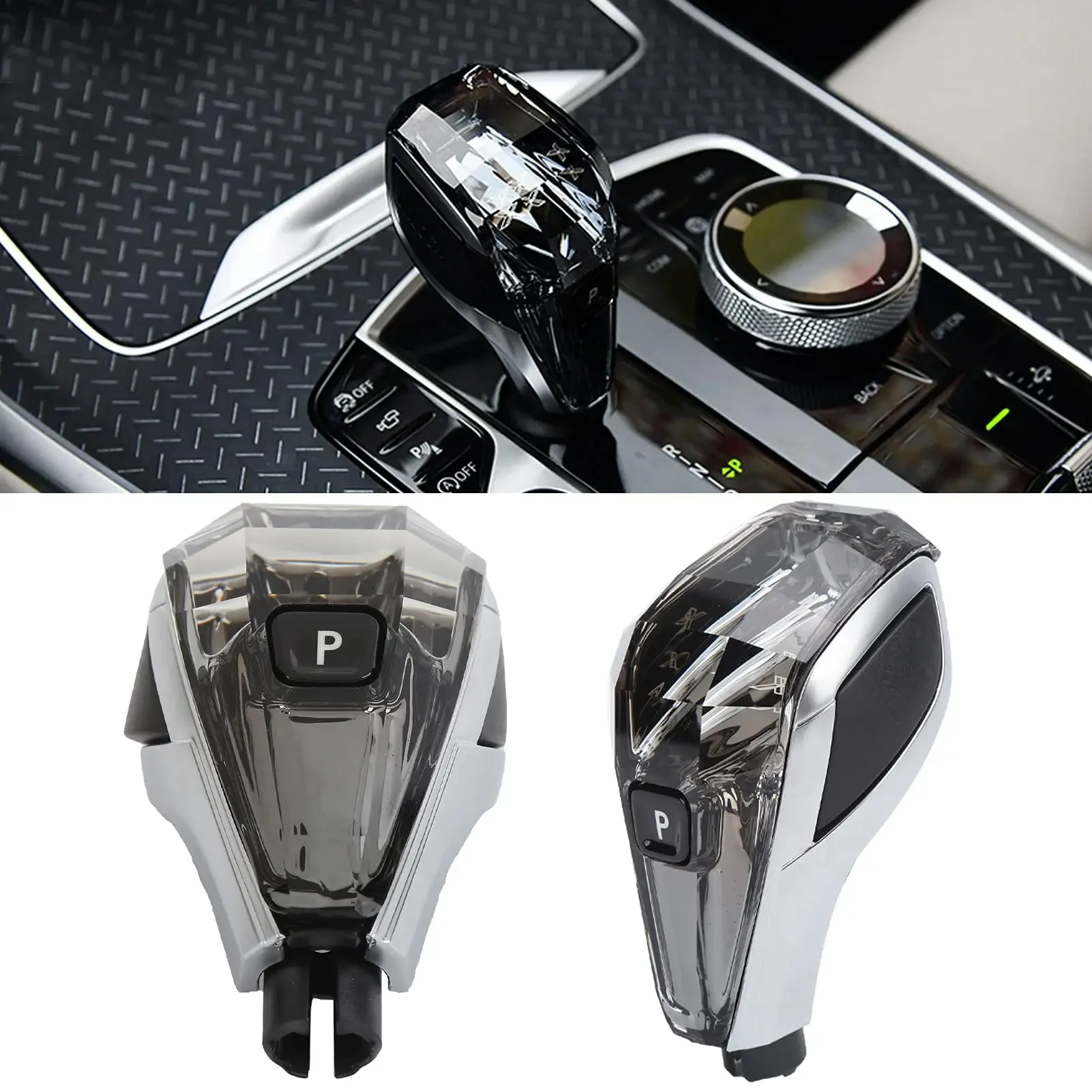 مقبض تروس السيارة، زجاج كريستالي مع غطاء مفتاح التشغيل، زجاج كريستال ABS بديل لسلسلة 4 G22 2021 الحاضر 6131 9475 056 #3