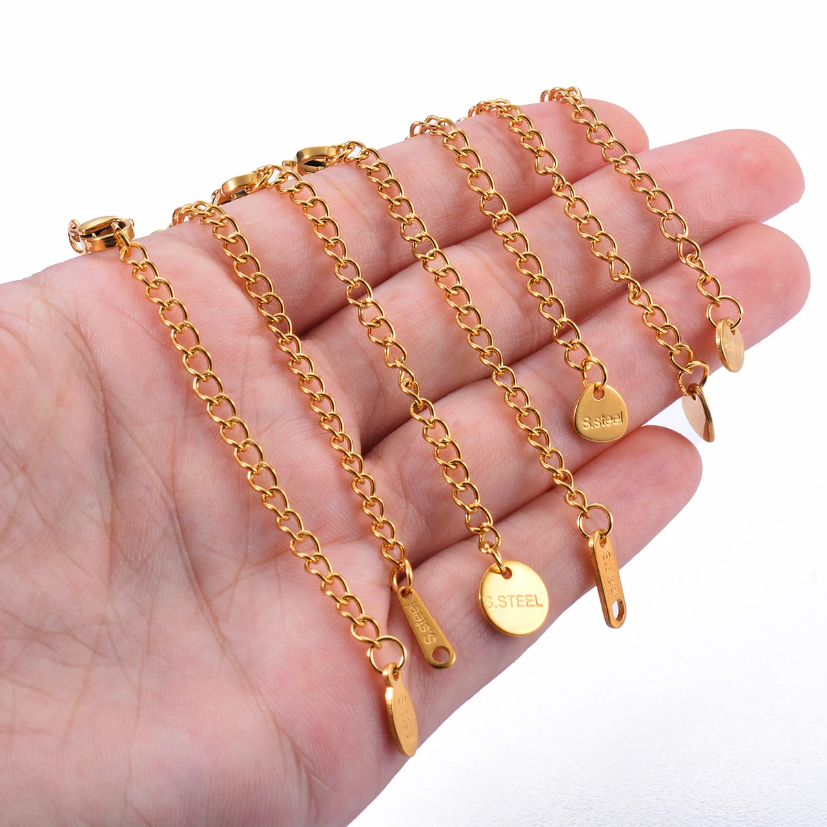 10 Stück Edelstahl Gold Halsketten- und Armband-Verlängerungsketten mit Karabinerverschlüssen, Länge 2 Zoll, für Schmuckherstellung – Detail 6