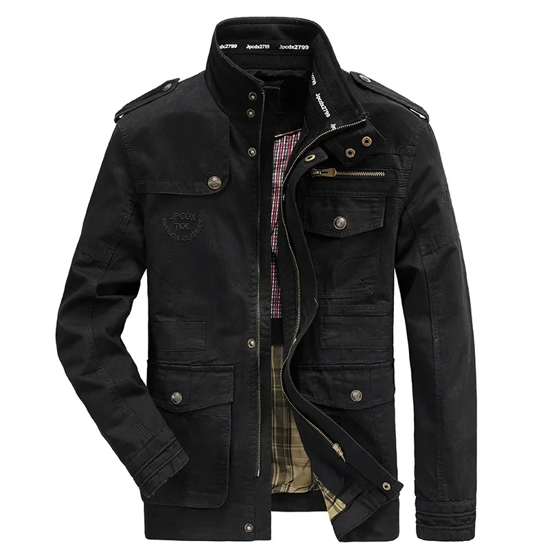 Autumn winter Jacket Men Pure Cotton Business Casual Cargo Jackets Army Military Motorcycle Bomber Coats Male Jaqueta Masculina