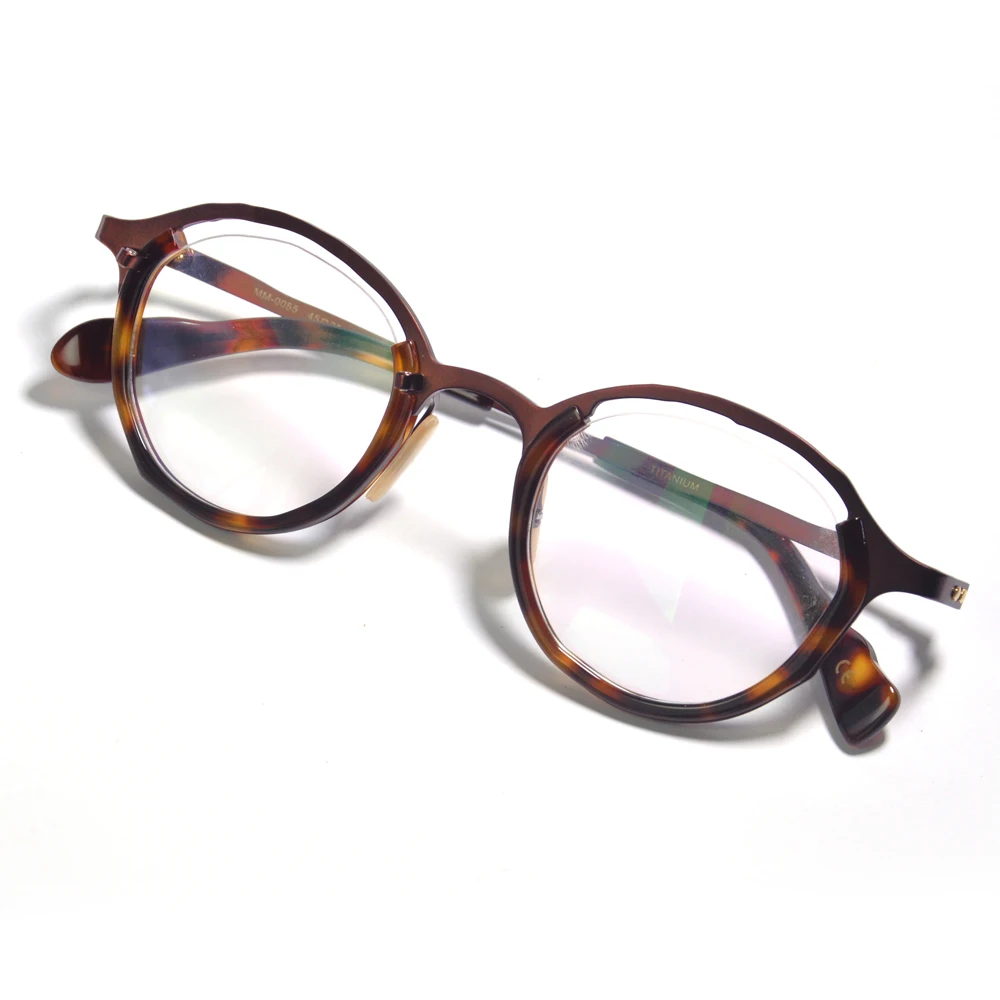 Janpan Brand Design Irregular Asymmetrical Pure Titanium Eyeglasses Trendy Personality Alternative Rock Style Eyewearing