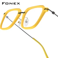 Montura de gafas FONEX de acetato de titanio para hombre, gafas cuadradas de nuevo diseño de marca, gafas japonesas para mujer, gafas de alta calidad 85843