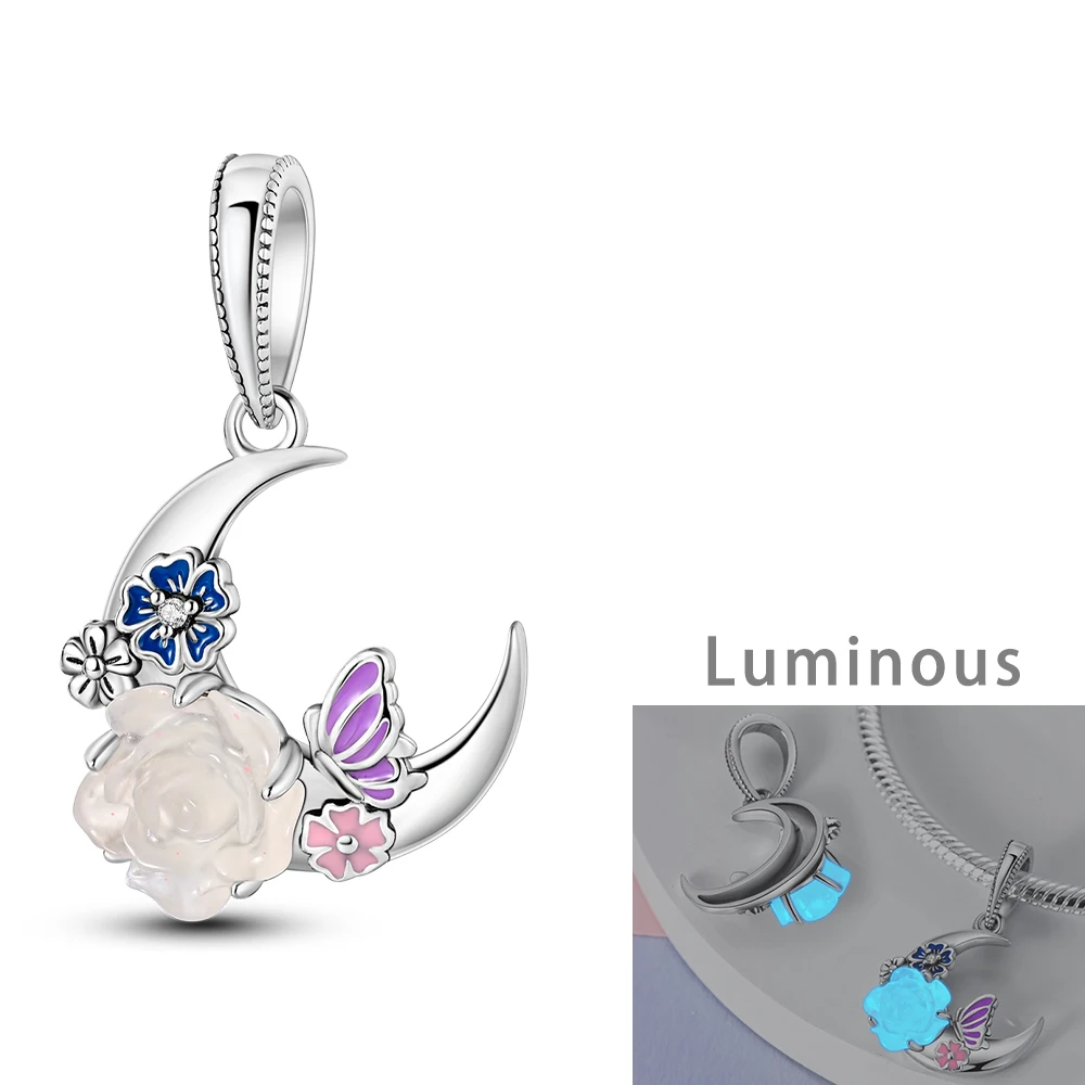 Silver Plated Mystery Star and Moon Charms Beads Fit Original Bangle Bracelet Pendant Dangle DIY Women Fine Jewelry Gift