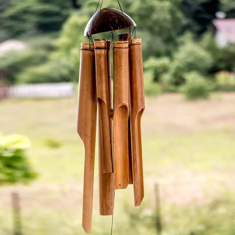 Bamboo Wind Chimes, Bamboo Crafts, Wooden Wind Chimes, Creative Handmade Bamboo Barrel Crafts