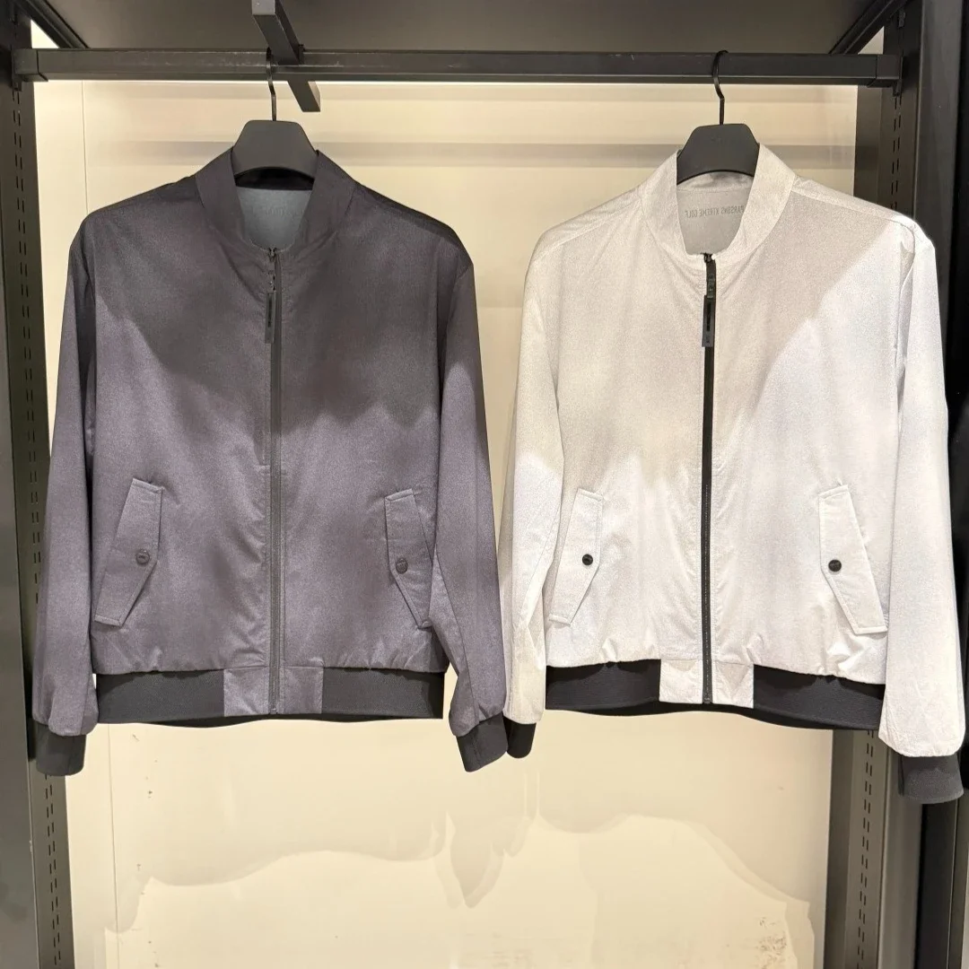 Men's Golf Zip-Up Stand Collar Jacket 2026 Fall New Original Korean High-End Letter Print Long Sleeve Casual Breathable Nylon