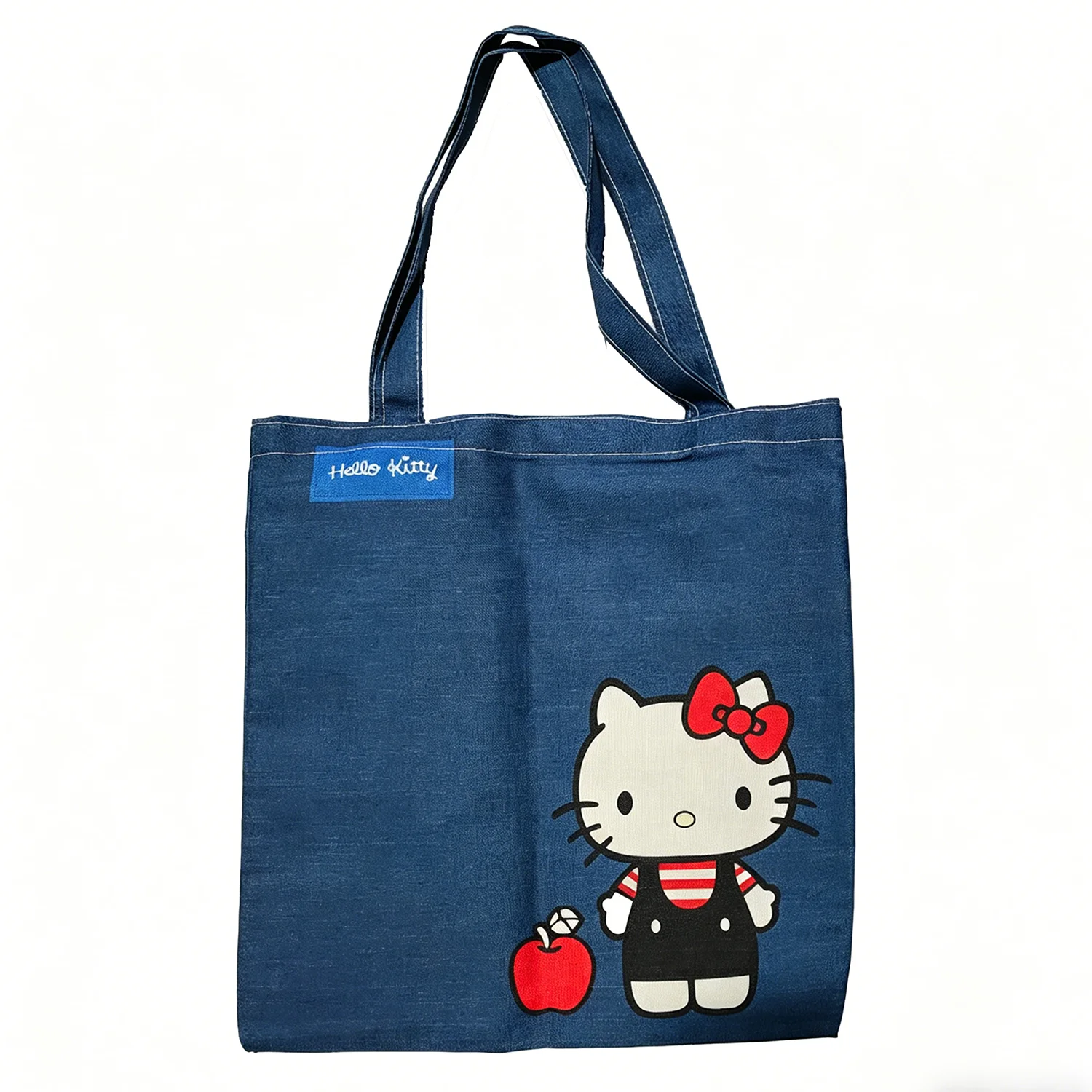 

Cartoon Storage Bag Hello Kitty Denim Printed Shoulder Bag Sanrio Large Capacity Simple Commuting Handbag Lazy Style Versatile