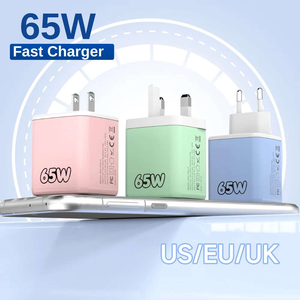

Зарядное устройство USB 65 Вт для быстрой зарядки телефонов iPhone, Honor, Xiaomi, Huawei, Samsung, с кабелем Type-C
