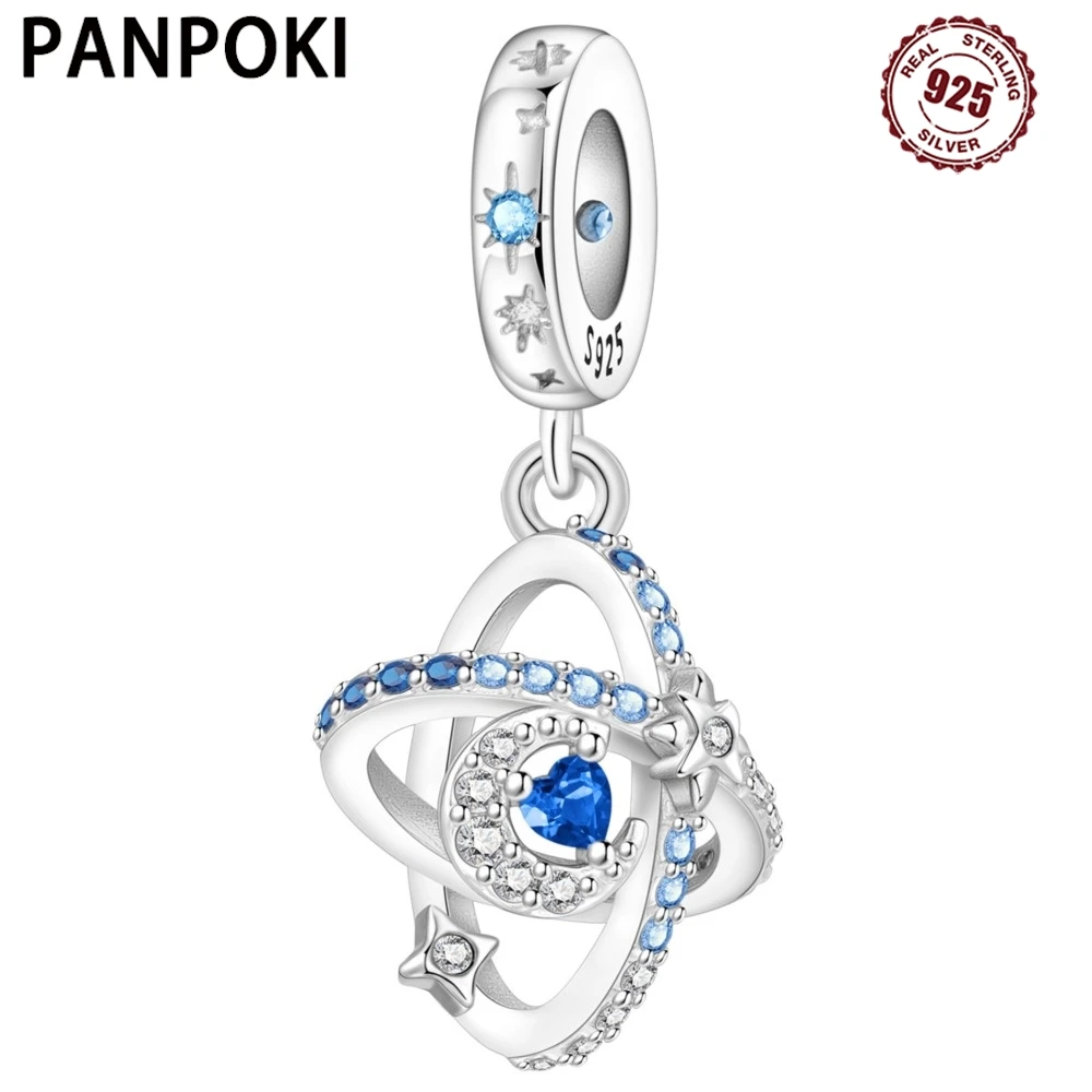 

PANPOKI 925 Sterling Silver Moon Trajectory Pendant Beads Original Pendants Bracelet Charm Jewelry Party DIY Gifts