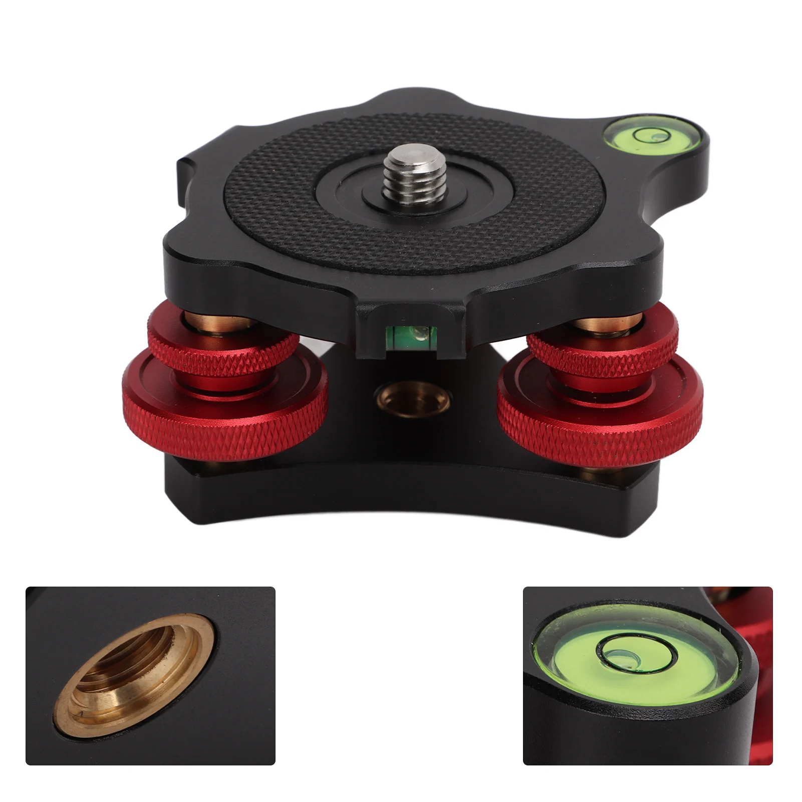 LP‑64 Camera Tripod Ball Head Leveling Base Aluminum Triple Wheel Leveler Bubble Level LP‑64 Aluminum Alloy Leveling Base